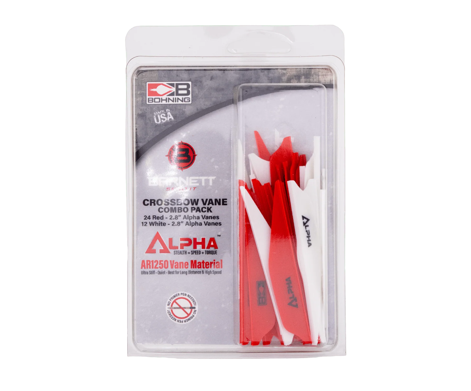 Bohning Alpha Vanes White/Red 36pk